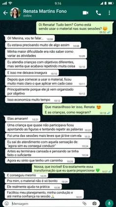 Conversa real de psicopedagoga pelo WhatsApp